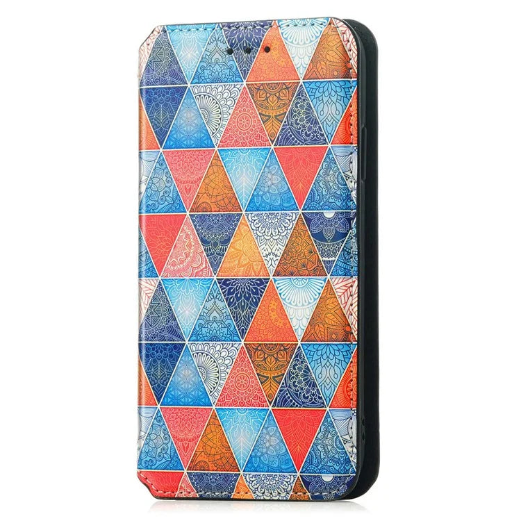 CASENEO 001 Series for Samsung Galaxy S24 FE Case RFID Blocking Wallet Leather Cover Pattern Print