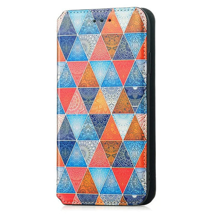 CASENEO 001 Series for Samsung Galaxy S24 FE Case RFID Blocking Wallet Leather Cover Pattern Print