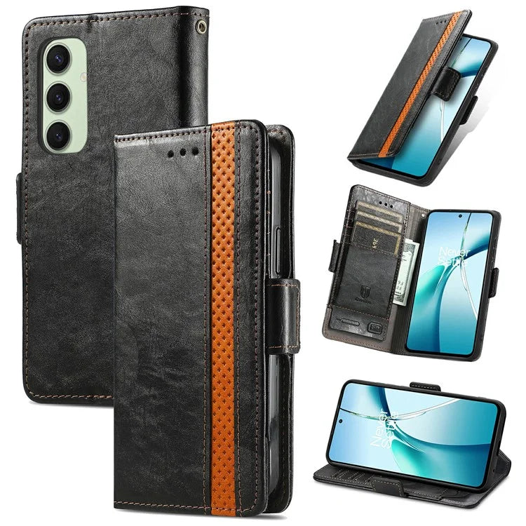 CASENEO 002 Series For Samsung Galaxy S24 FE Case Stand Wallet Splicing PU Leather Cover