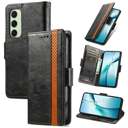CASENEO 002 Series For Samsung Galaxy S24 FE Case Stand Wallet Splicing PU Leather Cover