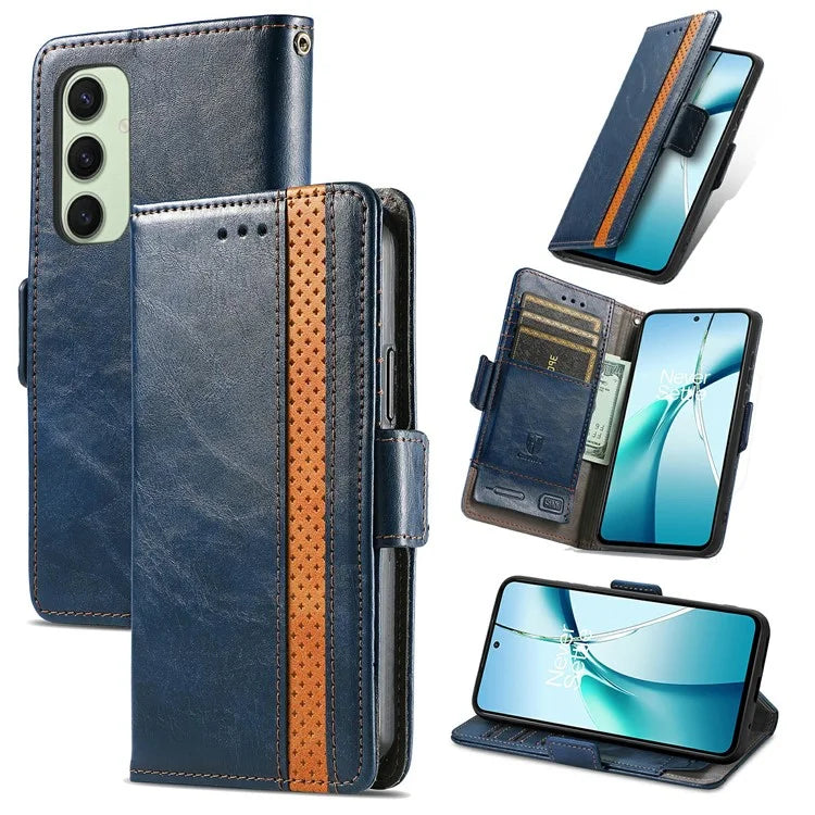 CASENEO 002 Series For Samsung Galaxy S24 FE Case Stand Wallet Splicing PU Leather Cover