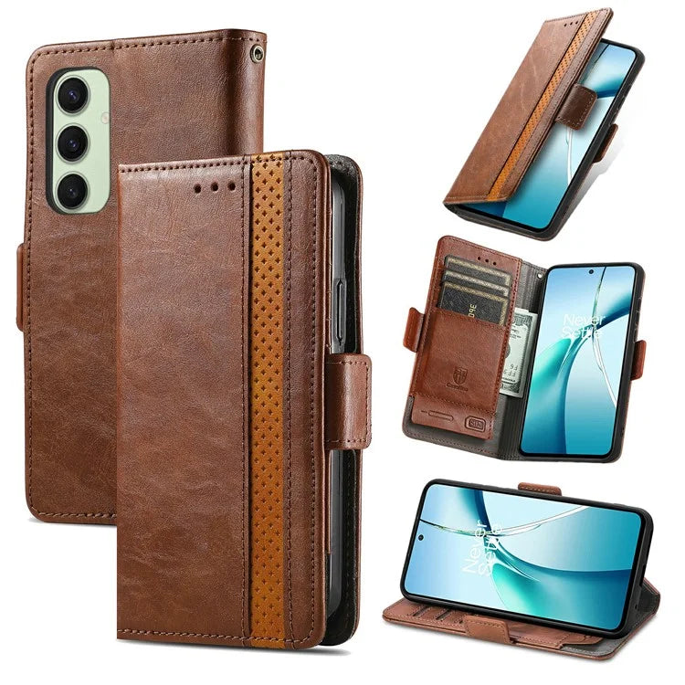CASENEO 002 Series For Samsung Galaxy S24 FE Case Stand Wallet Splicing PU Leather Cover