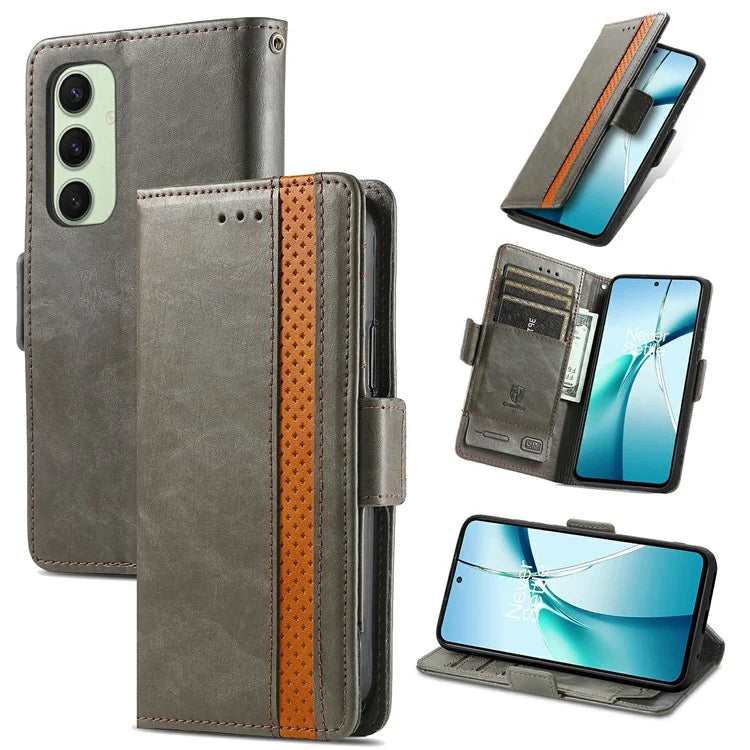 CASENEO 002 Series For Samsung Galaxy S24 FE Case Stand Wallet Splicing PU Leather Cover
