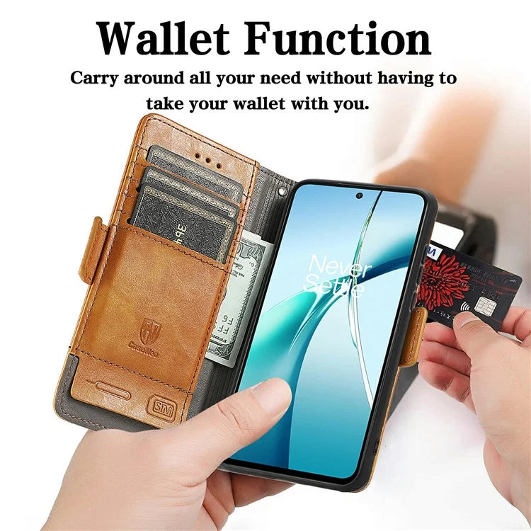 CASENEO 002 Series For Samsung Galaxy S24 FE Case Stand Wallet Splicing PU Leather Cover