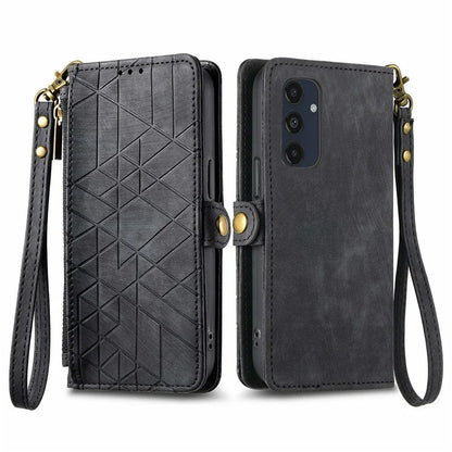For Samsung Galaxy S24 FE Case Zipper Wallet Geometry Lines Leather Phone Cover