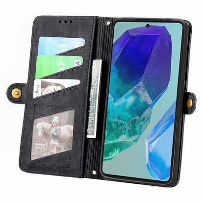 For Samsung Galaxy S24 FE Case Zipper Wallet Geometry Lines Leather Phone Cover