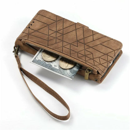 For Samsung Galaxy S24 FE Case Zipper Wallet Geometry Lines Leather Phone Cover
