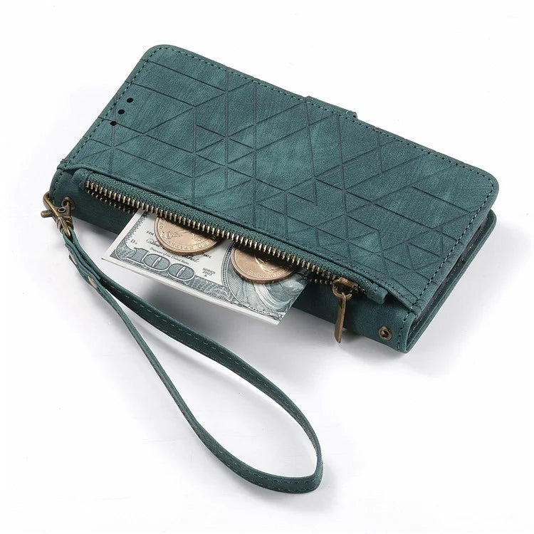 For Samsung Galaxy S24 FE Case Zipper Wallet Geometry Lines Leather Phone Cover
