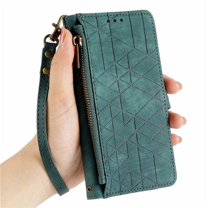 For Samsung Galaxy S24 FE Case Zipper Wallet Geometry Lines Leather Phone Cover