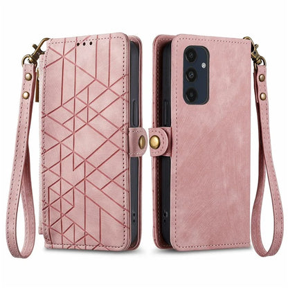 For Samsung Galaxy S24 FE Case Zipper Wallet Geometry Lines Leather Phone Cover