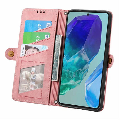 For Samsung Galaxy S24 FE Case Zipper Wallet Geometry Lines Leather Phone Cover