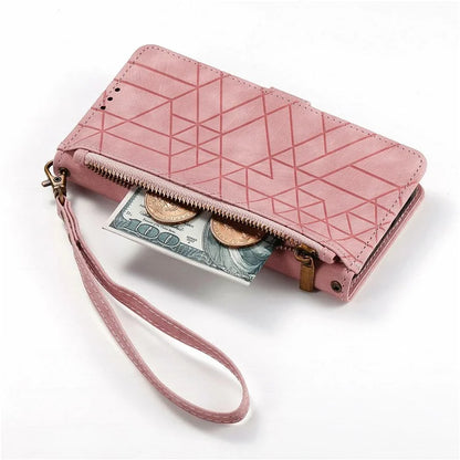 For Samsung Galaxy S24 FE Case Zipper Wallet Geometry Lines Leather Phone Cover