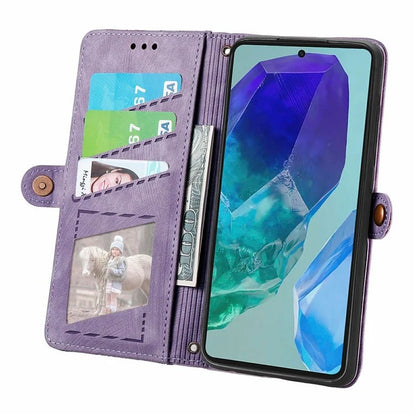 For Samsung Galaxy S24 FE Case Zipper Wallet Geometry Lines Leather Phone Cover