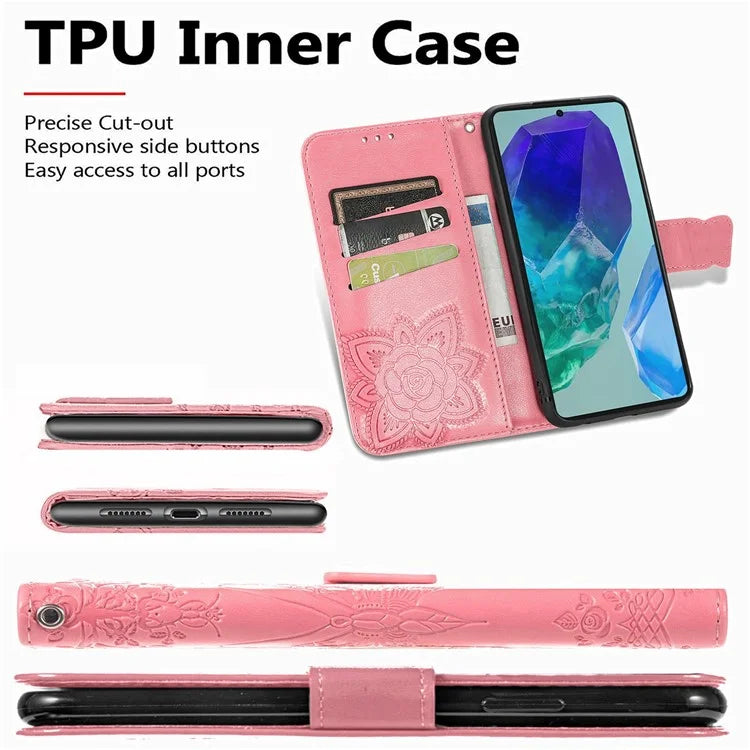 For Samsung Galaxy S24 FE Case PU Leather Wallet Phone Cover Butterfly Pattern