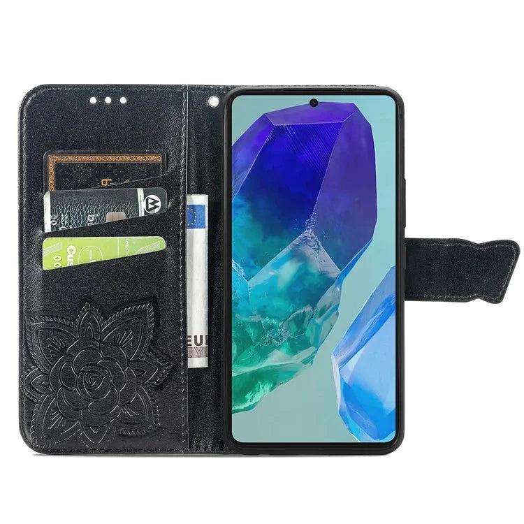 For Samsung Galaxy S24 FE Case PU Leather Wallet Phone Cover Butterfly Pattern