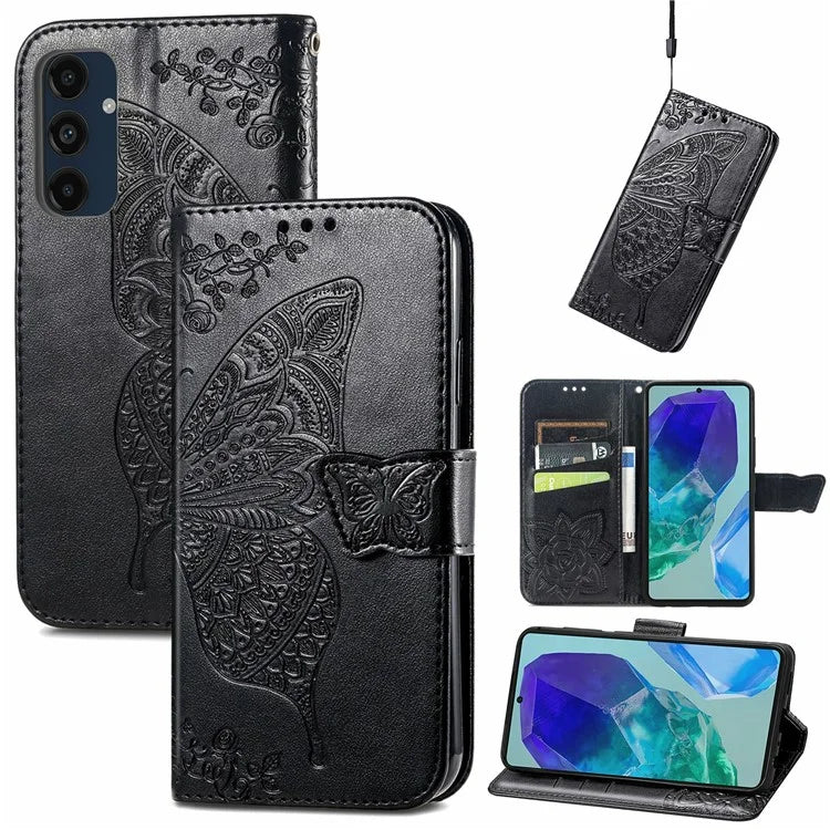 For Samsung Galaxy S24 FE Case PU Leather Wallet Phone Cover Butterfly Pattern