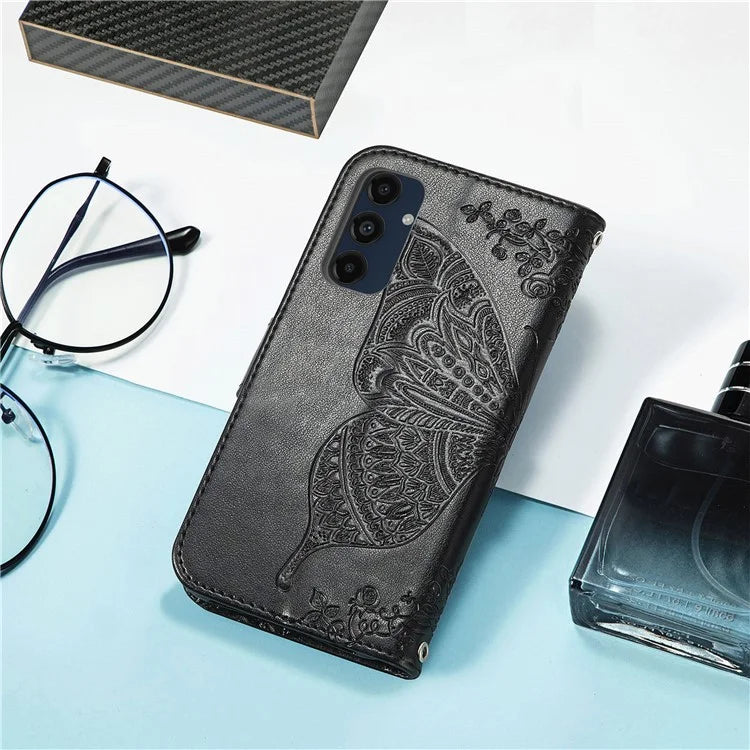 For Samsung Galaxy S24 FE Case PU Leather Wallet Phone Cover Butterfly Pattern