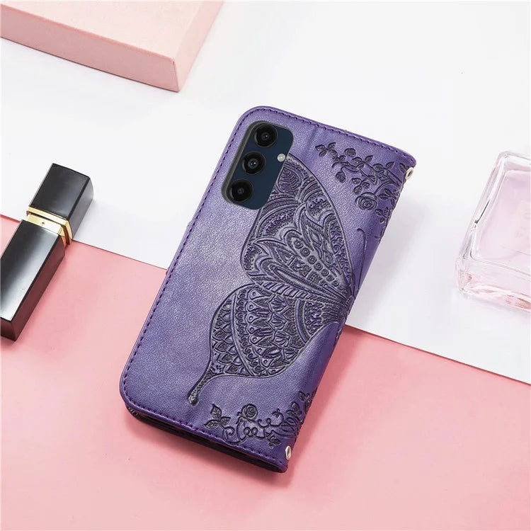For Samsung Galaxy S24 FE Case PU Leather Wallet Phone Cover Butterfly Pattern
