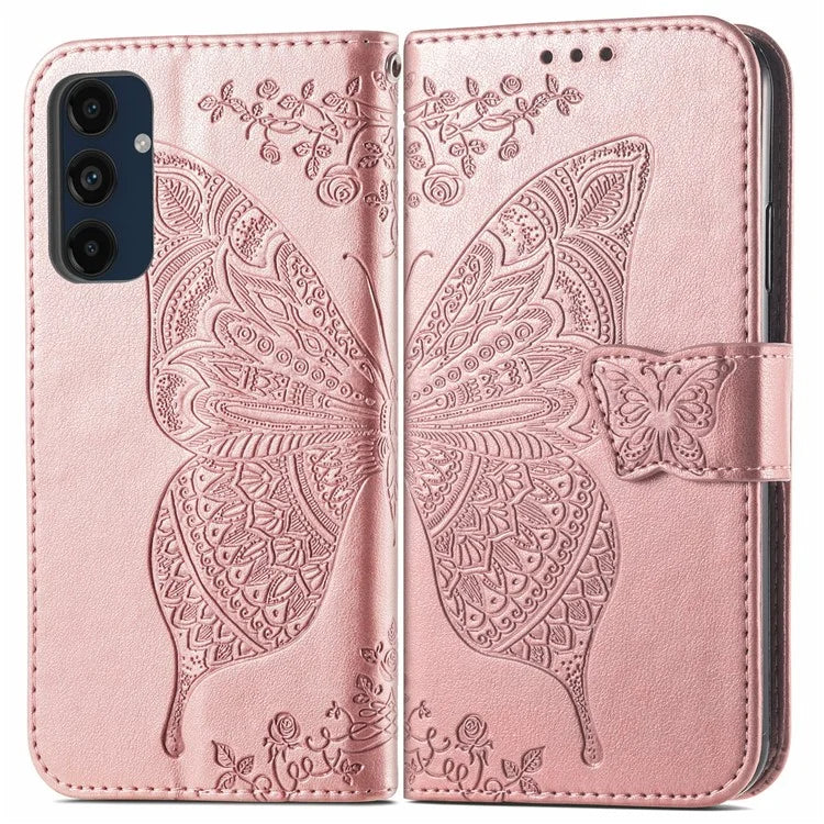 For Samsung Galaxy S24 FE Case PU Leather Wallet Phone Cover Butterfly Pattern
