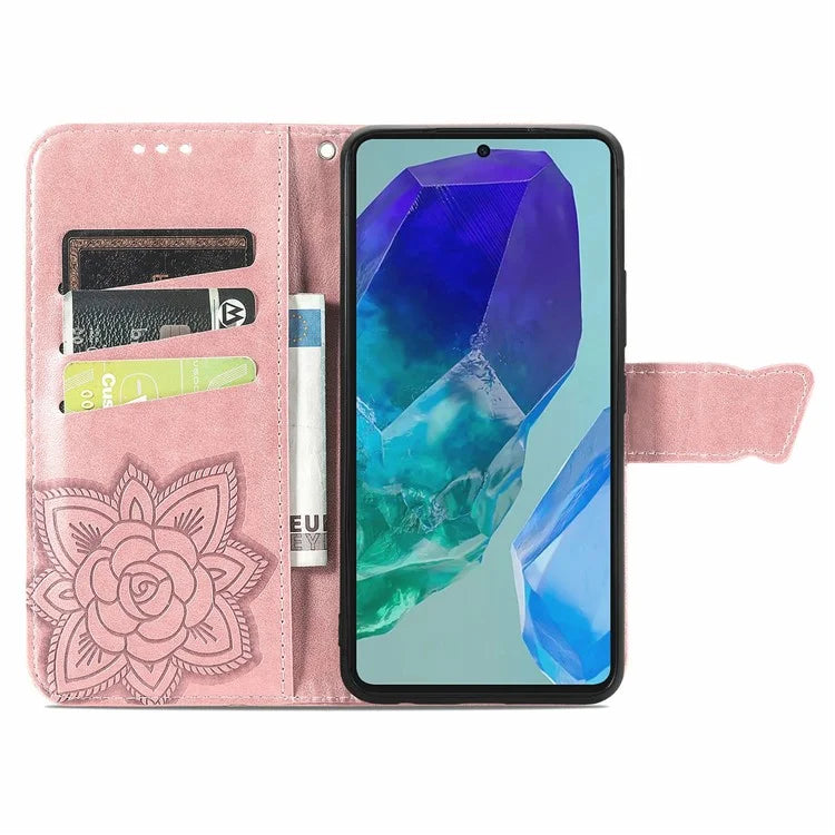 For Samsung Galaxy S24 FE Case PU Leather Wallet Phone Cover Butterfly Pattern