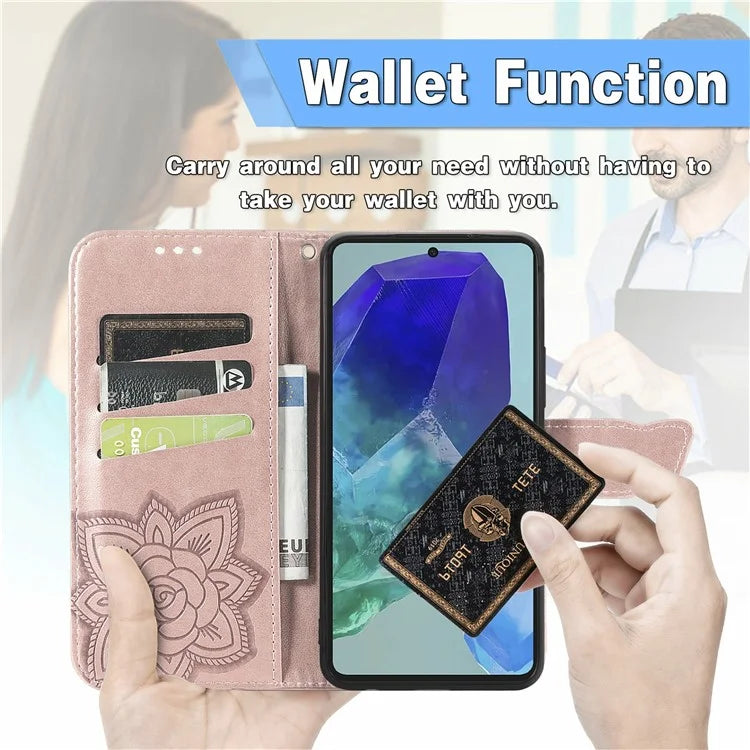 For Samsung Galaxy S24 FE Case PU Leather Wallet Phone Cover Butterfly Pattern