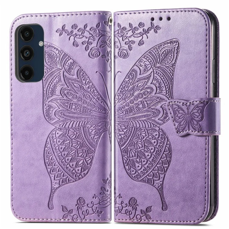 For Samsung Galaxy S24 FE Case PU Leather Wallet Phone Cover Butterfly Pattern