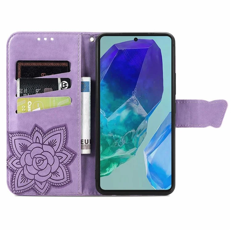 For Samsung Galaxy S24 FE Case PU Leather Wallet Phone Cover Butterfly Pattern