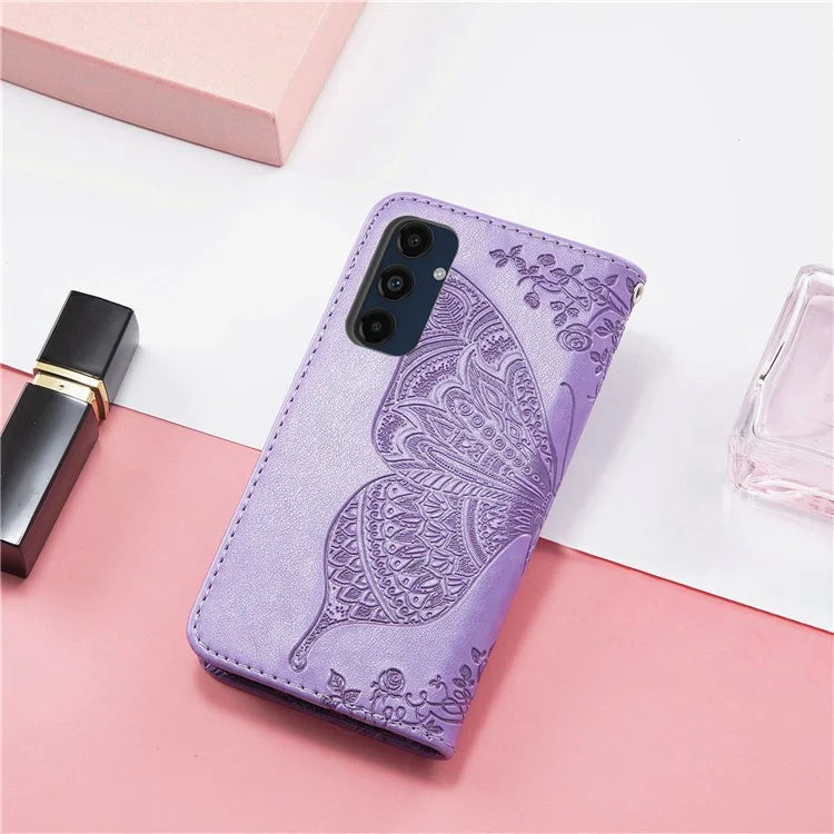 For Samsung Galaxy S24 FE Case PU Leather Wallet Phone Cover Butterfly Pattern