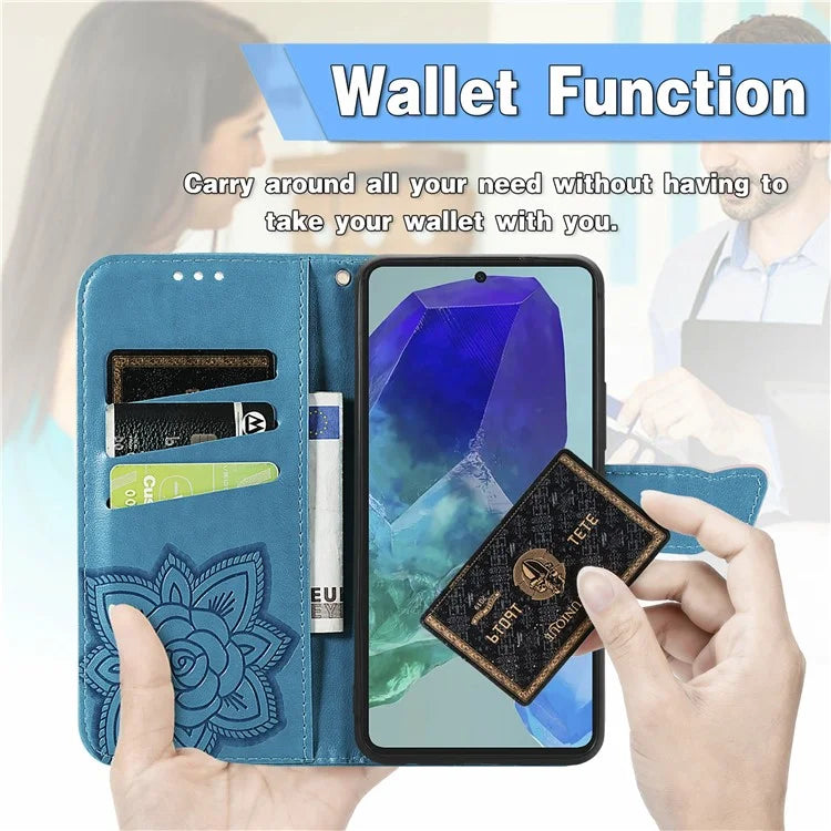 For Samsung Galaxy S24 FE Case PU Leather Wallet Phone Cover Butterfly Pattern