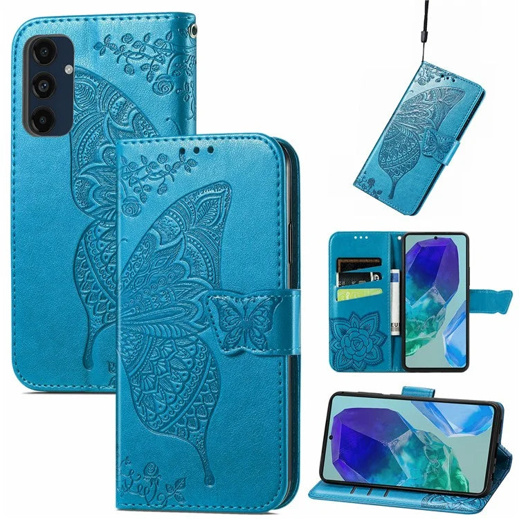 For Samsung Galaxy S24 FE Case PU Leather Wallet Phone Cover Butterfly Pattern