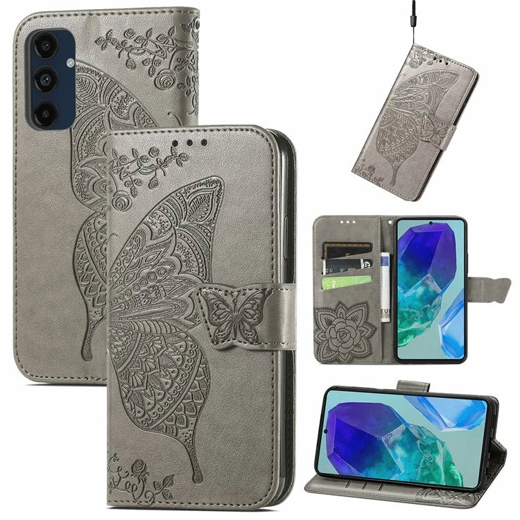 For Samsung Galaxy S24 FE Case PU Leather Wallet Phone Cover Butterfly Pattern