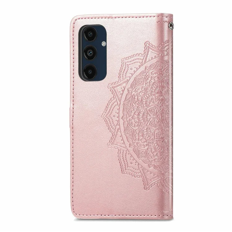 For Samsung Galaxy S24 FE Case Mandala Embossed Design Leather Wallet Phone Cover