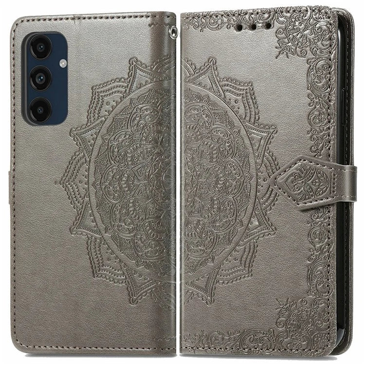 For Samsung Galaxy S24 FE Case Mandala Embossed Design Leather Wallet Phone Cover