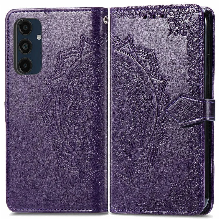 For Samsung Galaxy S24 FE Case Mandala Embossed Design Leather Wallet Phone Cover