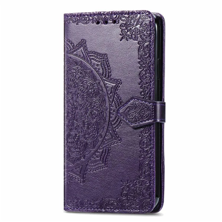 For Samsung Galaxy S24 FE Case Mandala Embossed Design Leather Wallet Phone Cover