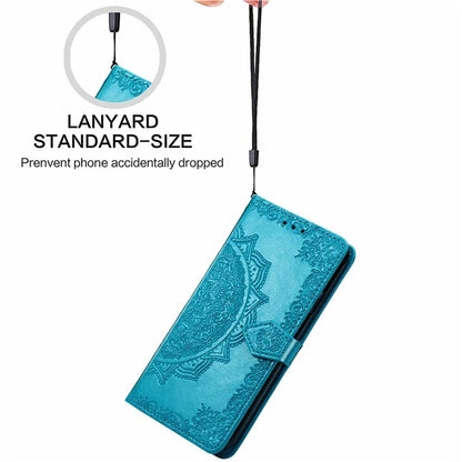 For Samsung Galaxy S24 FE Case Mandala Embossed Design Leather Wallet Phone Cover
