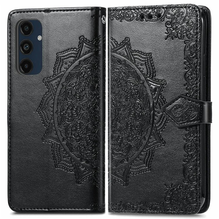 For Samsung Galaxy S24 FE Case Mandala Embossed Design Leather Wallet Phone Cover