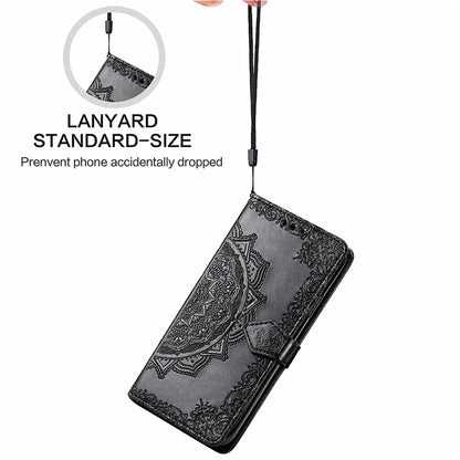 For Samsung Galaxy S24 FE Case Mandala Embossed Design Leather Wallet Phone Cover