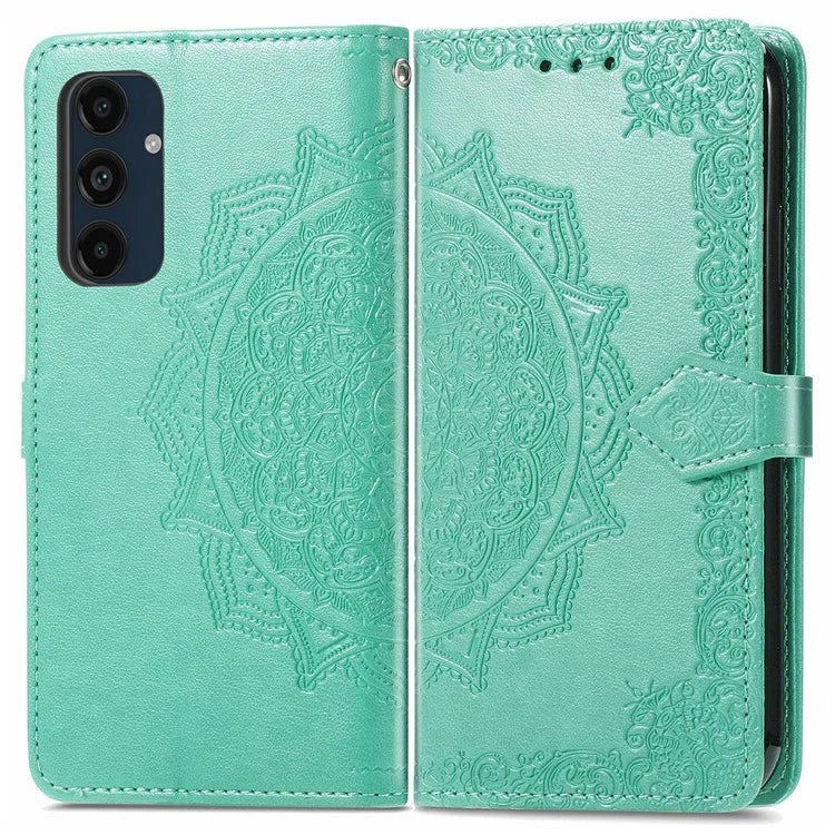 For Samsung Galaxy S24 FE Case Mandala Embossed Design Leather Wallet Phone Cover
