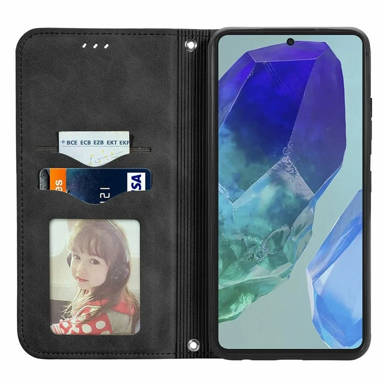 For Samsung Galaxy S24 FE Case Skin Touch Feeling Leather Wallet Phone Cover Magnetic Absorption