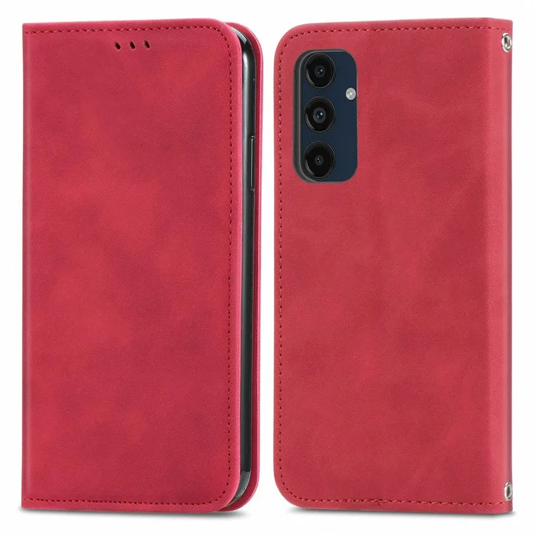 For Samsung Galaxy S24 FE Case Skin Touch Feeling Leather Wallet Phone Cover Magnetic Absorption