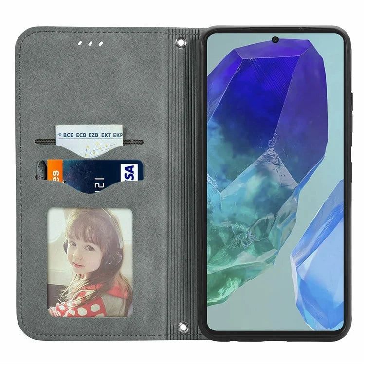 For Samsung Galaxy S24 FE Case Skin Touch Feeling Leather Wallet Phone Cover Magnetic Absorption
