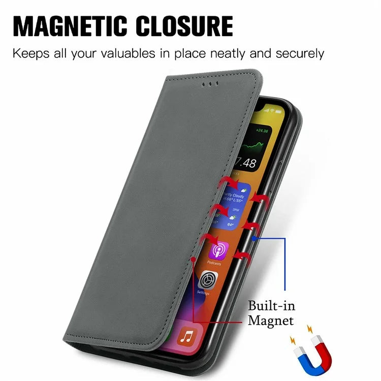 For Samsung Galaxy S24 FE Case Skin Touch Feeling Leather Wallet Phone Cover Magnetic Absorption