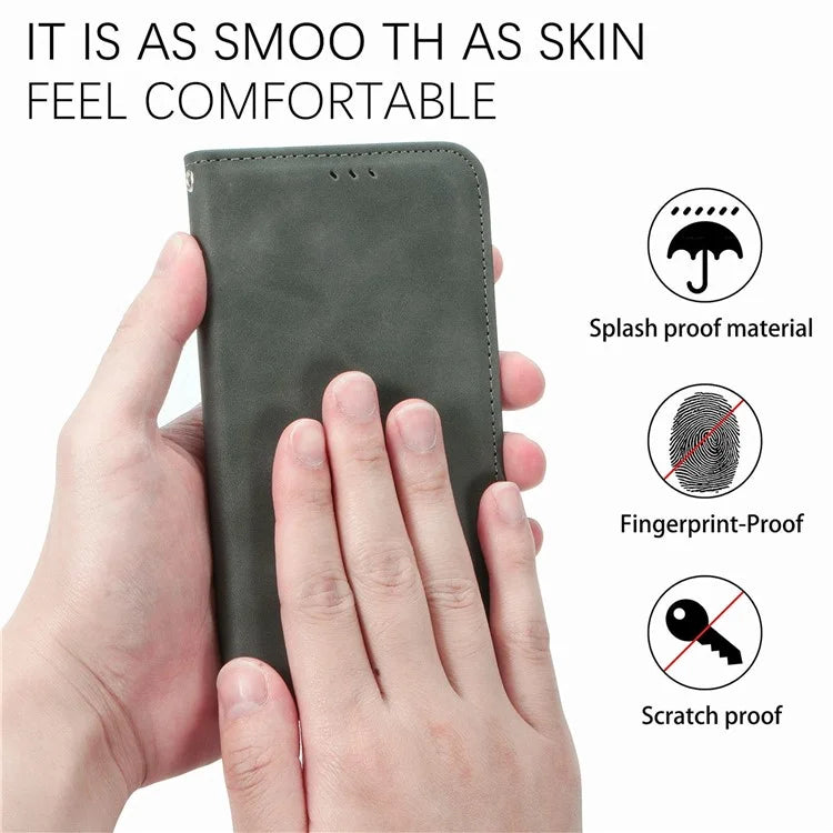 For Samsung Galaxy S24 FE Case Skin Touch Feeling Leather Wallet Phone Cover Magnetic Absorption