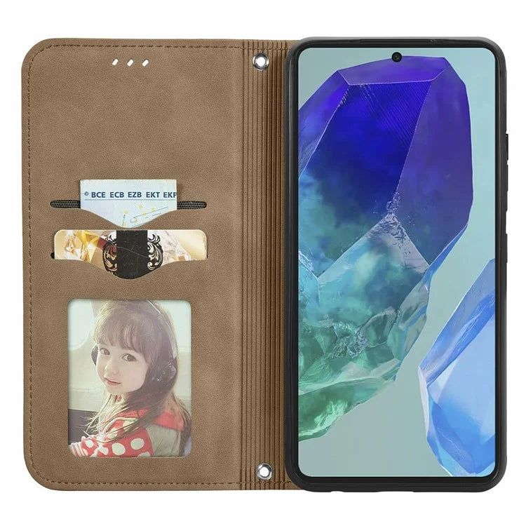 For Samsung Galaxy S24 FE Case Skin Touch Feeling Leather Wallet Phone Cover Magnetic Absorption