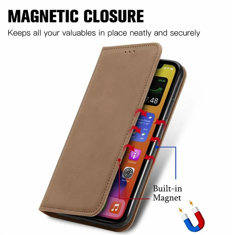For Samsung Galaxy S24 FE Case Skin Touch Feeling Leather Wallet Phone Cover Magnetic Absorption