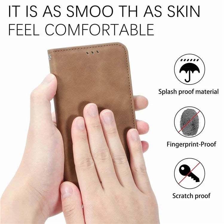 For Samsung Galaxy S24 FE Case Skin Touch Feeling Leather Wallet Phone Cover Magnetic Absorption