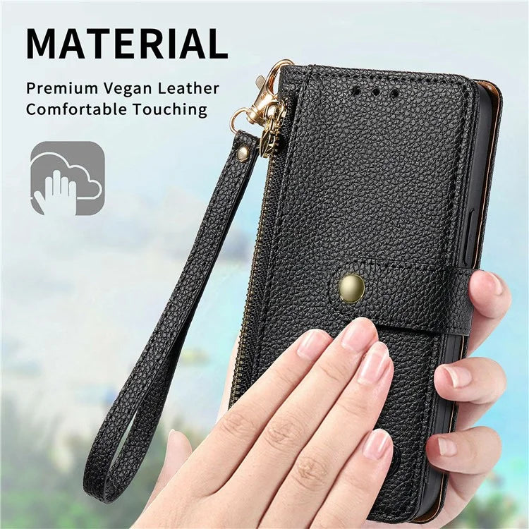 For Samsung Galaxy S24 FE Case RFID Blocking Zipper Pocket Leather Wallet Phone Cover