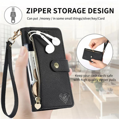 For Samsung Galaxy S24 FE Case RFID Blocking Zipper Pocket Leather Wallet Phone Cover