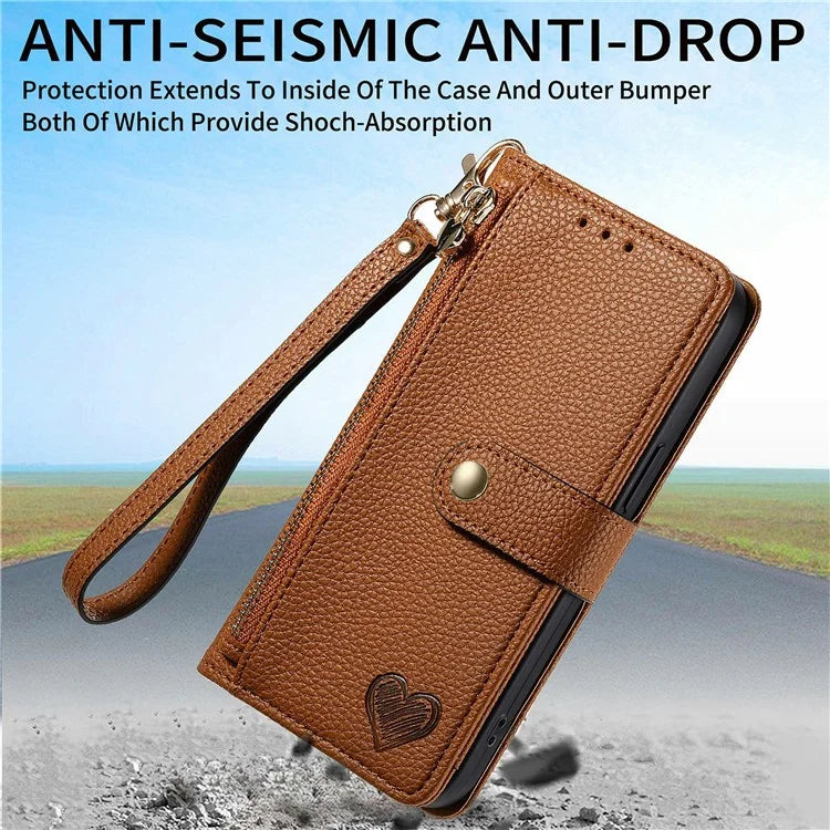 For Samsung Galaxy S24 FE Case RFID Blocking Zipper Pocket Leather Wallet Phone Cover